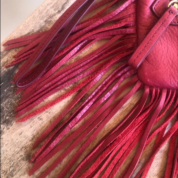 RALPH LAUREN Red Leather Western Southwestern Fringed Wristlet Clutch NEW! RARE! - Picture 9 of 12